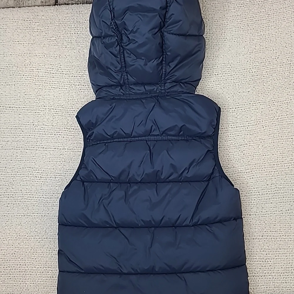 H & M L.O.G.G. Kids Hooded Zip Up Quilted Puffer Fleece Lined Vest/Jacket Navy